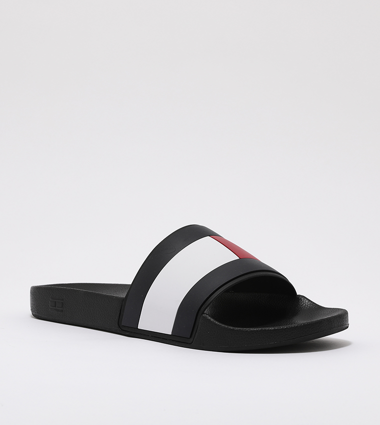 Buy Tommy Hilfiger Flag Pool Slides In Black 6thStreet Qatar