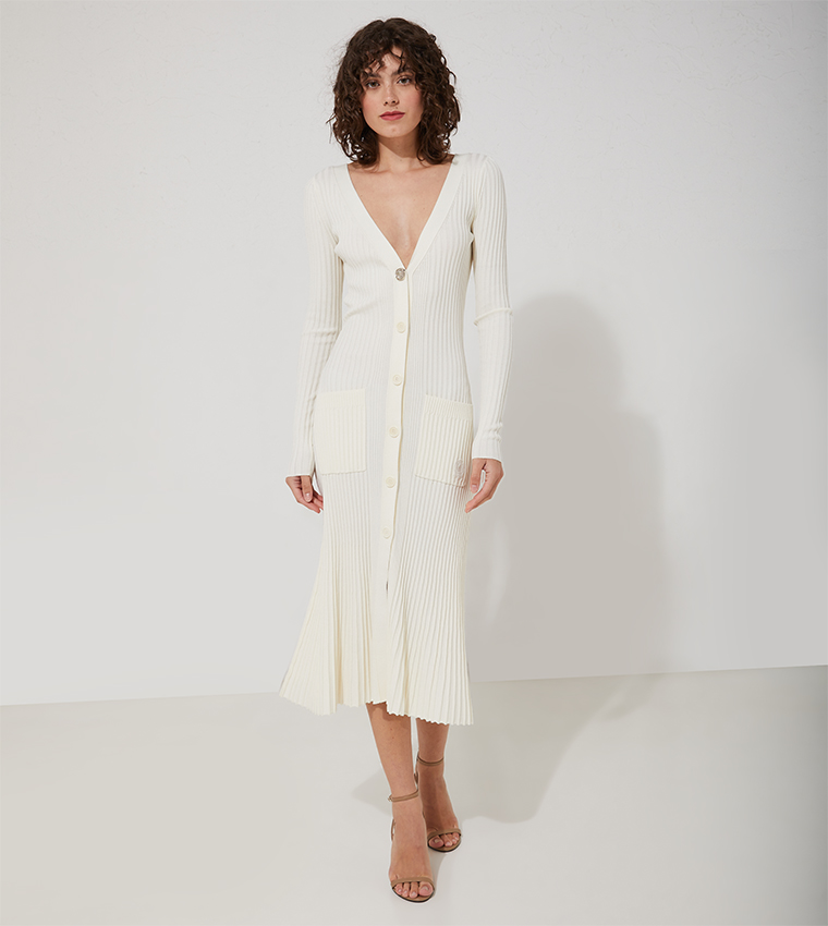 Buy Tommy Hilfiger Crest Bodycon Slim Fit Cardigan Dress In White |  6thStreet UAE