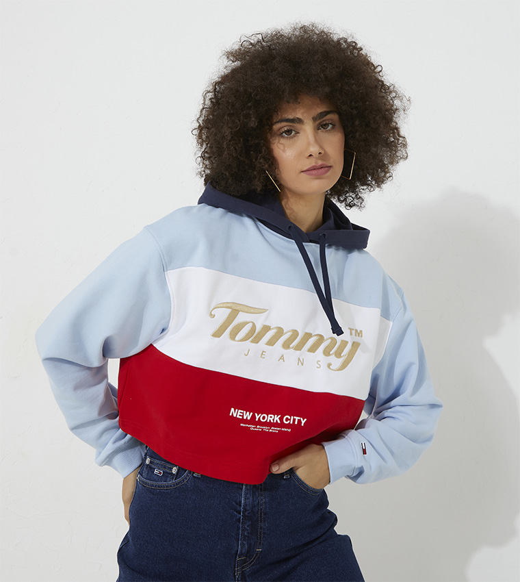 Buy Tommy Hilfiger Archive Color Blocked Cropped Hoodie In Multiple Colors 6thStreet Kuwait