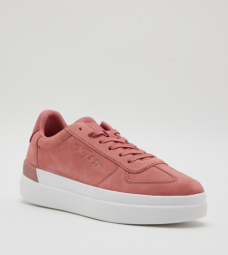 Buy Tommy Hilfiger Lace Up Suede Sneakers In Pink 6thStreet Bahrain