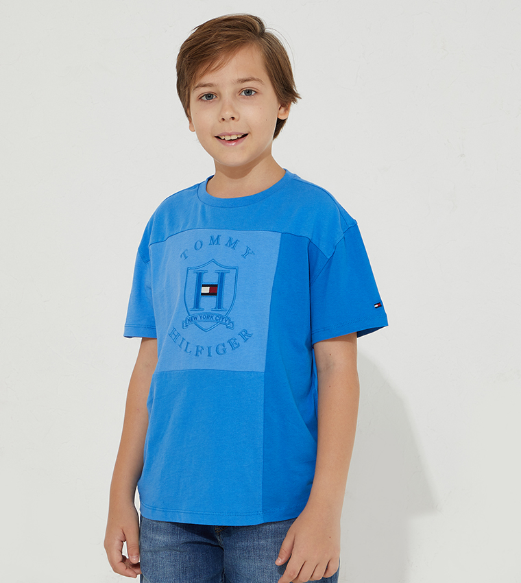 Buy Tommy Hilfiger Icons Panel Organic Cotton T Shirt In Blue
