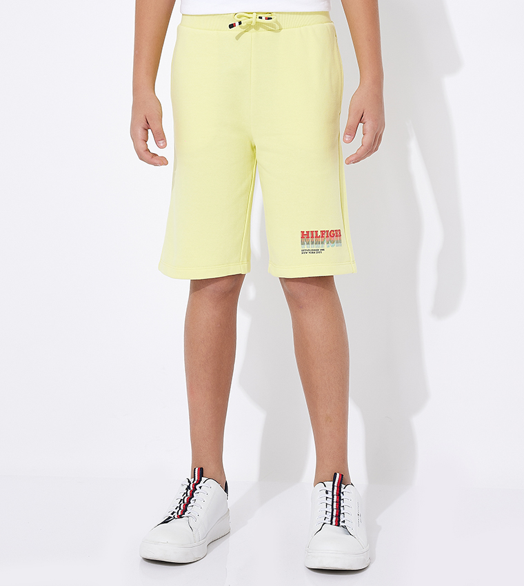 Logo Printed Drawstring Waist Shorts