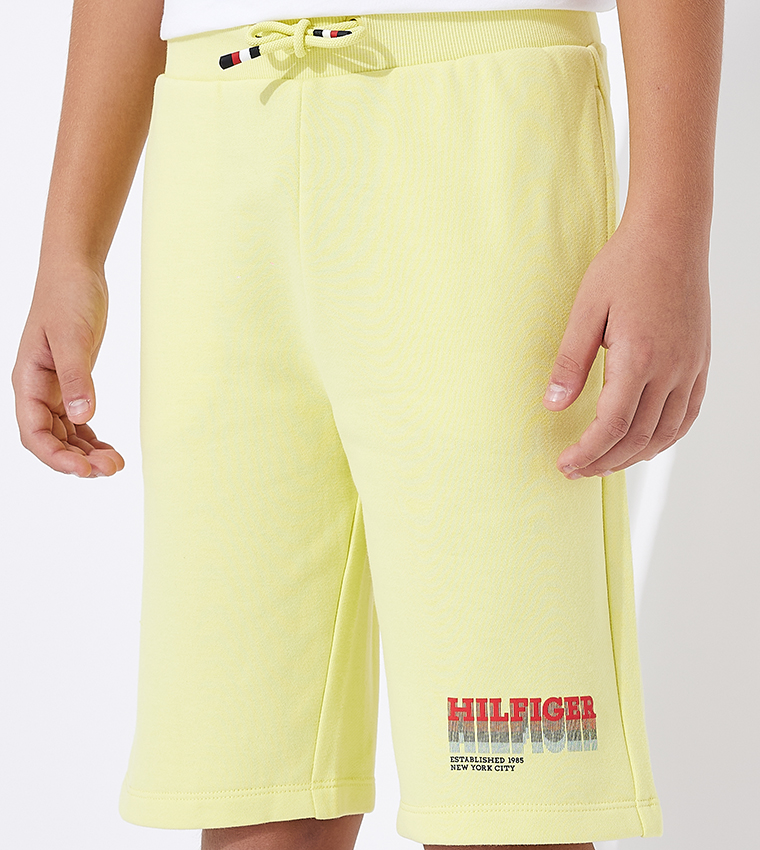 Logo Printed Drawstring Waist Shorts