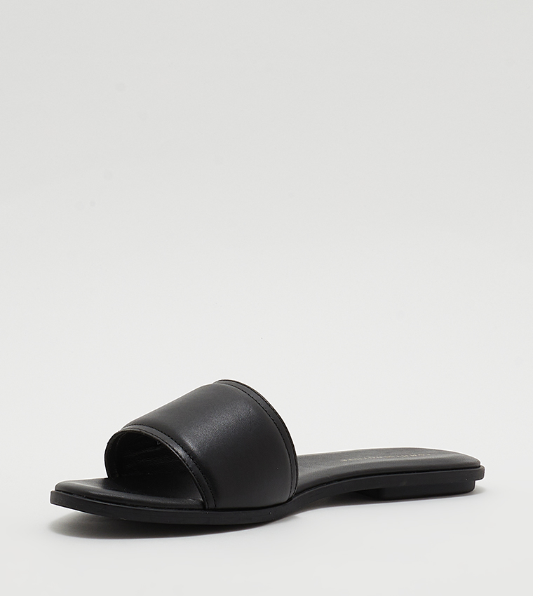 Textured Logo Flat Sandals