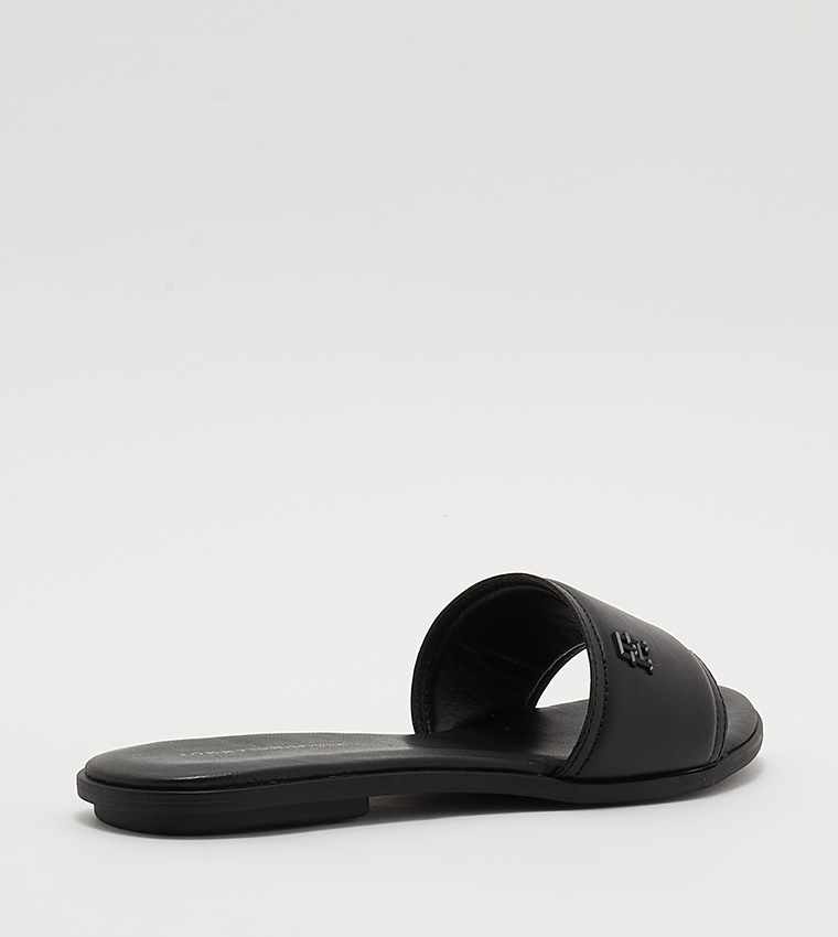 Textured Logo Flat Sandals