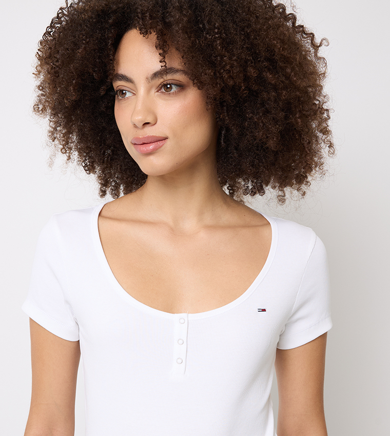 Ribbed Scoop Neck Top