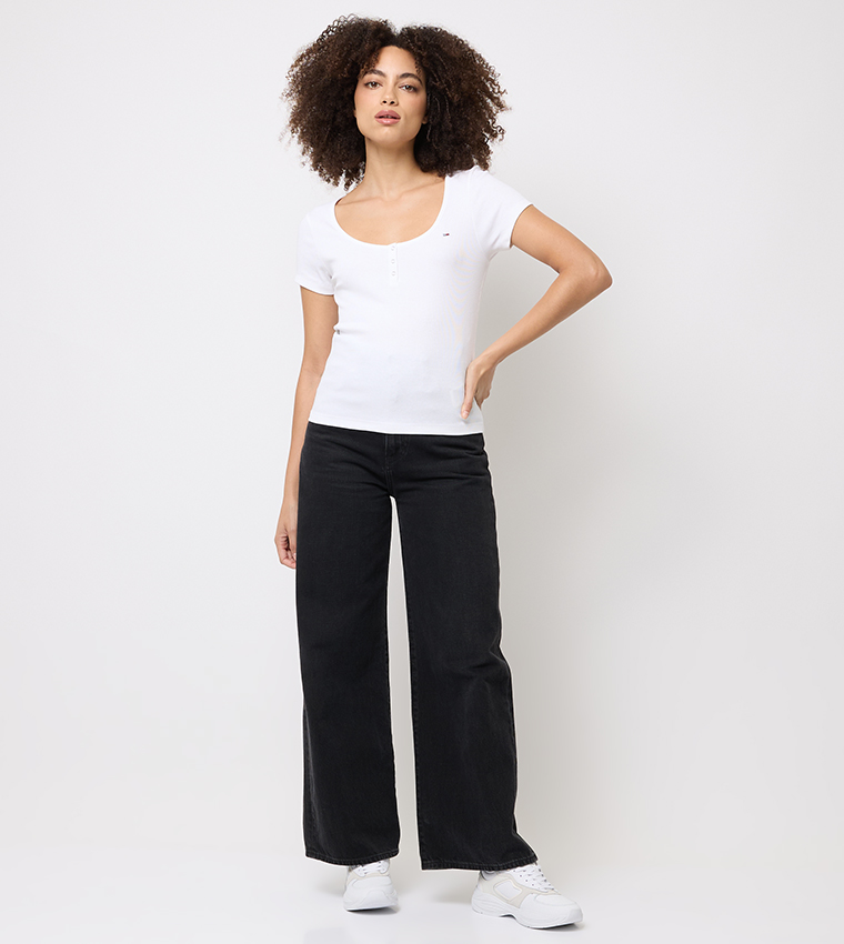 Ribbed Scoop Neck Top