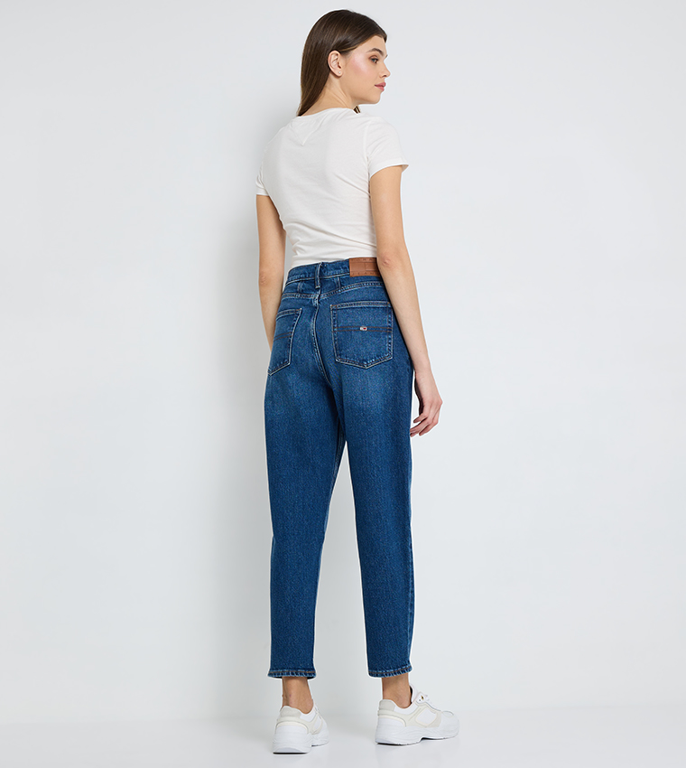 Faded High Waist Mom Fit Jeans