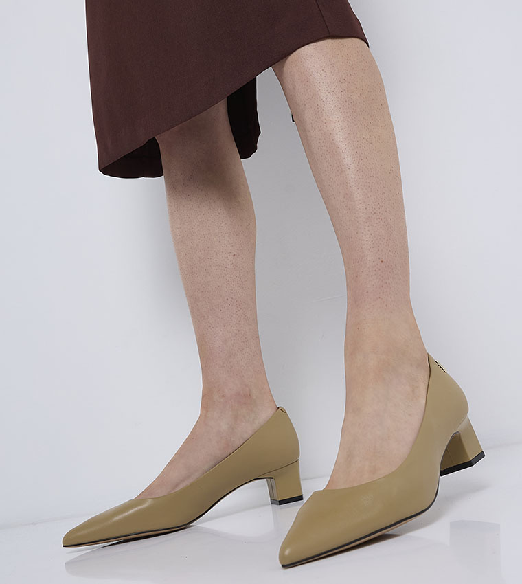 Textured Pointed Toe Pumps