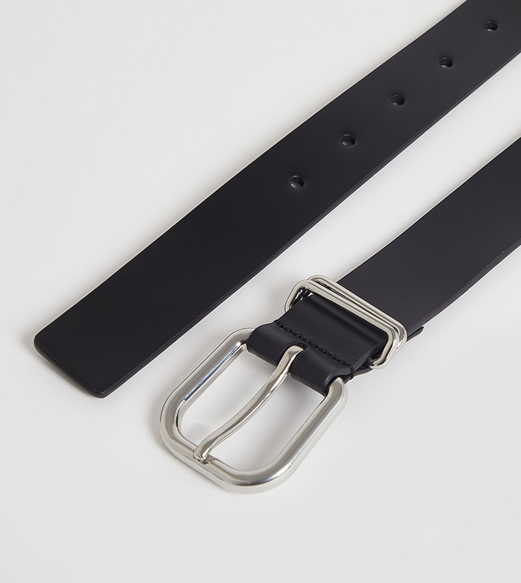 Bold Monotype Detail Leather Belt