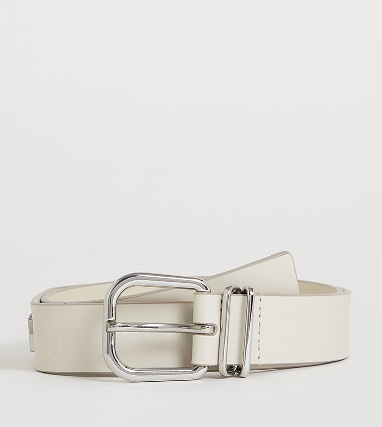 Bold Monotype Detail Leather Belt