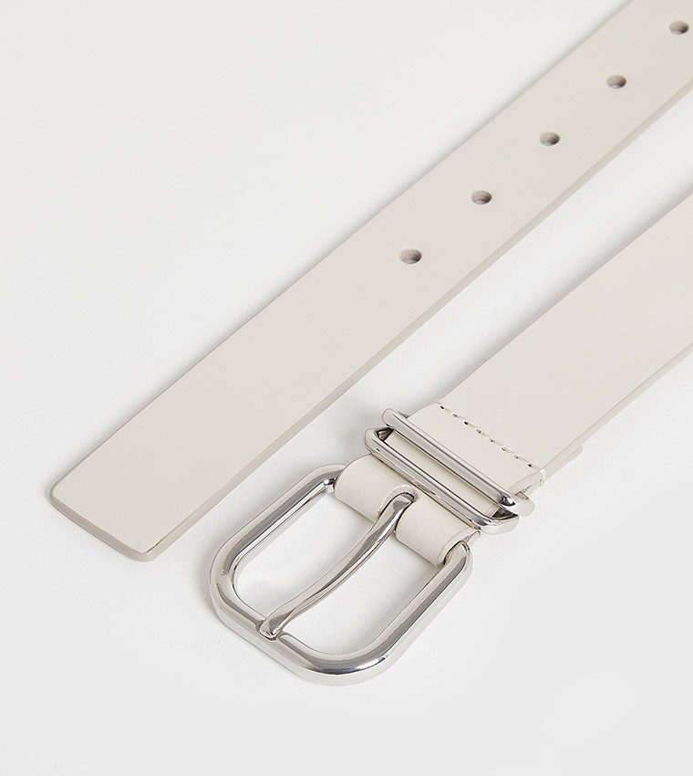 Bold Monotype Detail Leather Belt