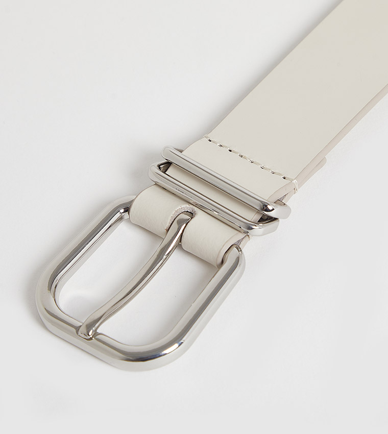 Bold Monotype Detail Leather Belt