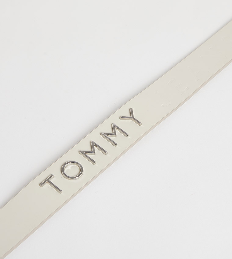 Bold Monotype Detail Leather Belt