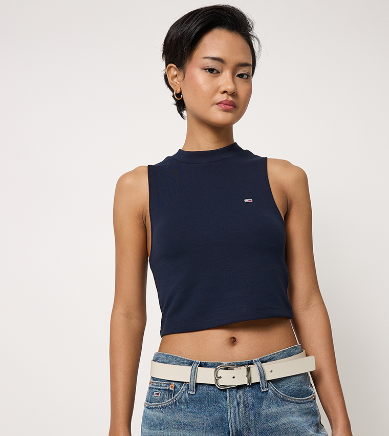 Bold Monotype Detail Leather Belt