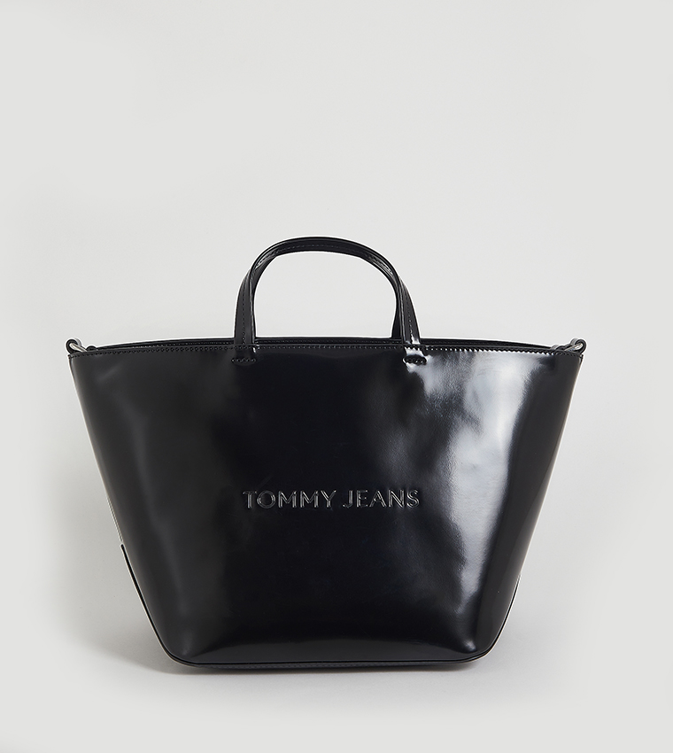 Logo Detail Zippered Tote Bag