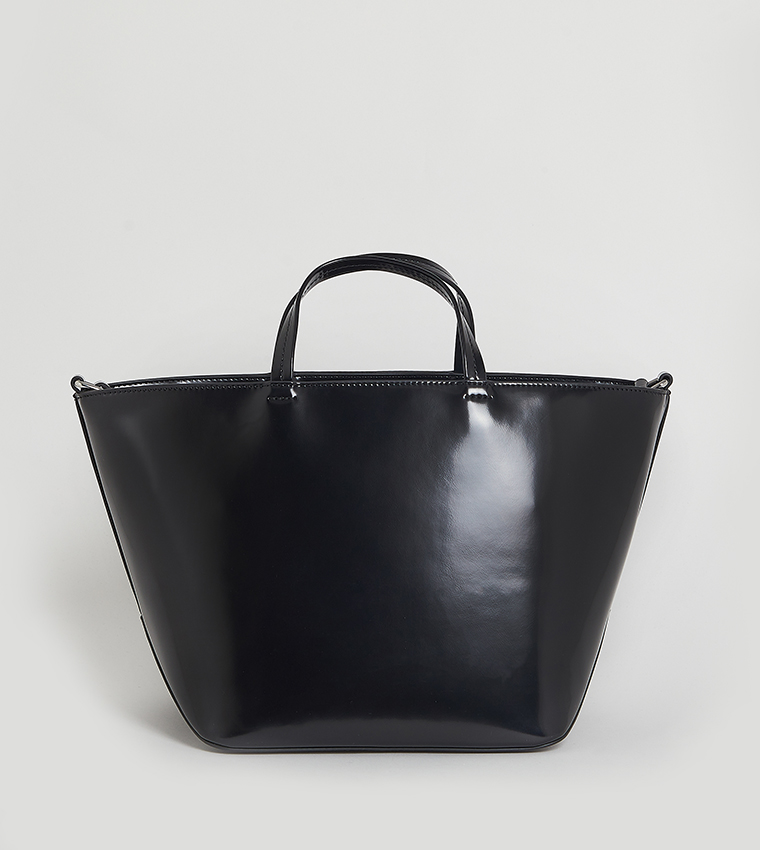 Logo Detail Zippered Tote Bag