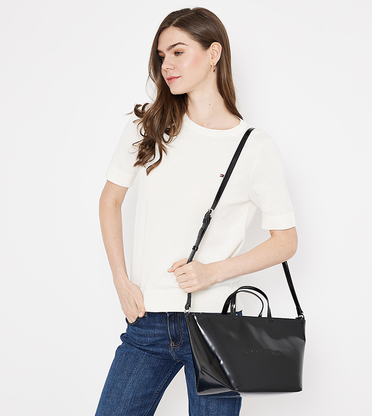 Logo Detail Zippered Tote Bag