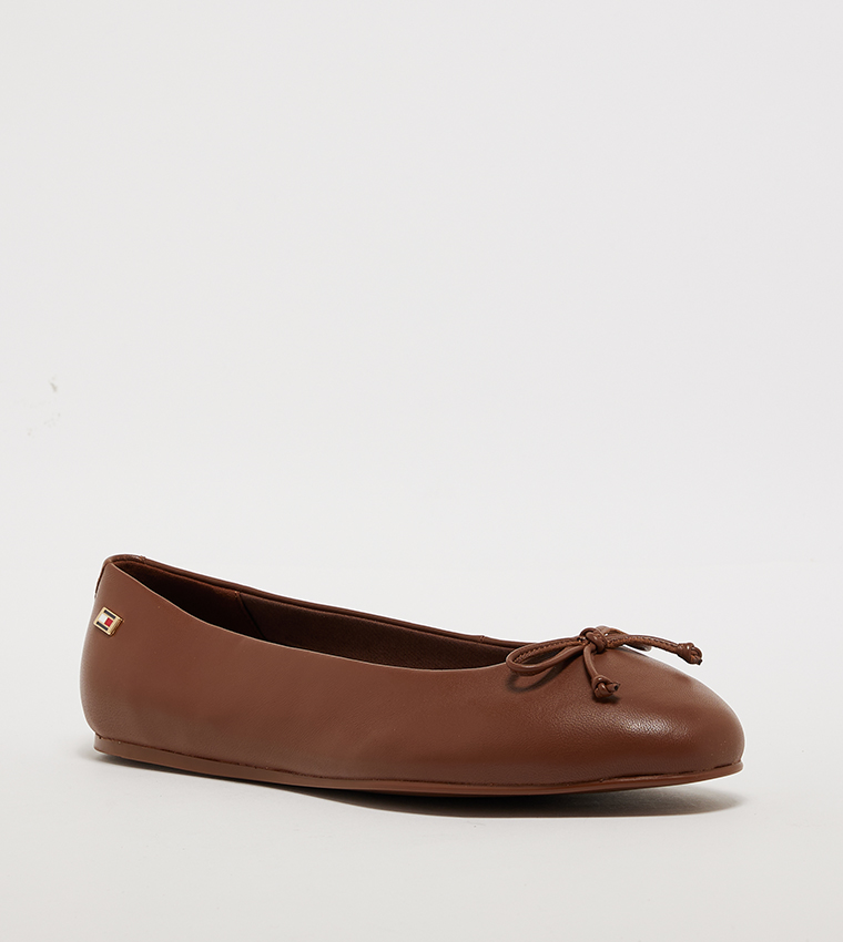 Textured Bow Detail Ballerinas