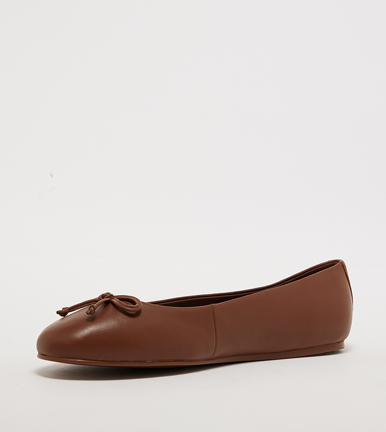 Textured Bow Detail Ballerinas