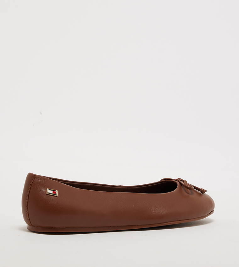 Textured Bow Detail Ballerinas