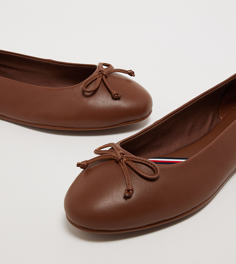Textured Bow Detail Ballerinas