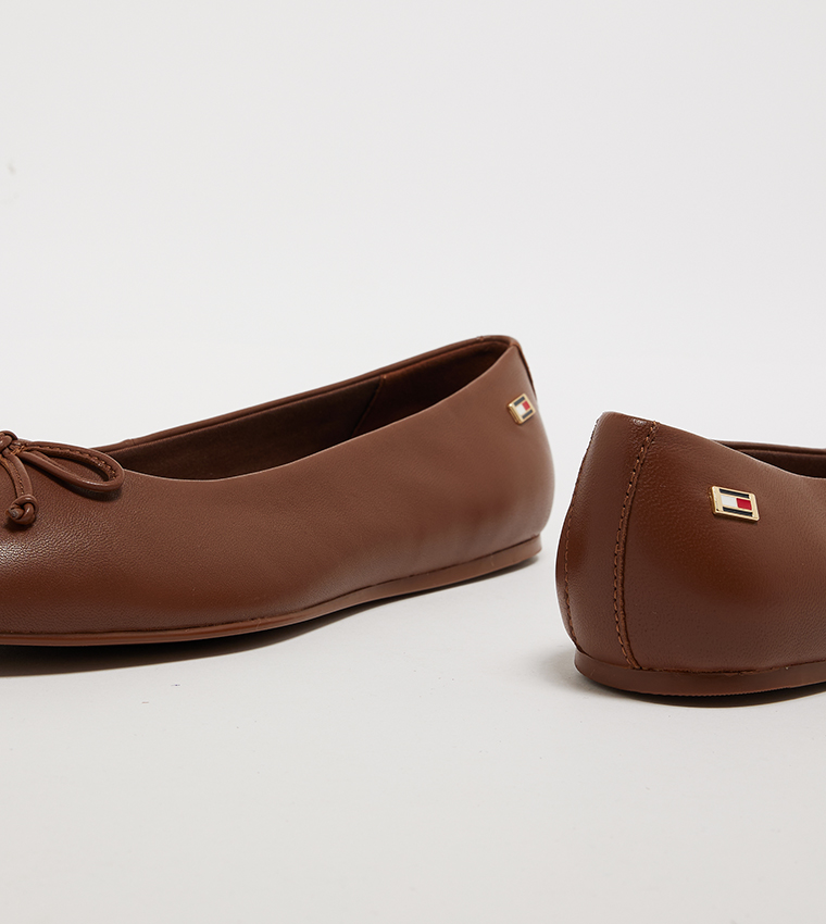 Textured Bow Detail Ballerinas