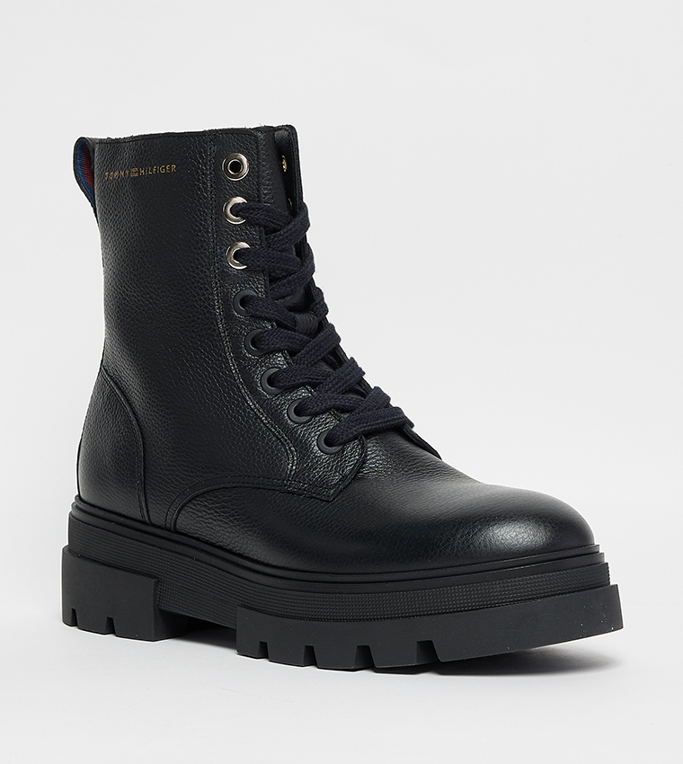 Round Toe Lace-Up Ankle Boots