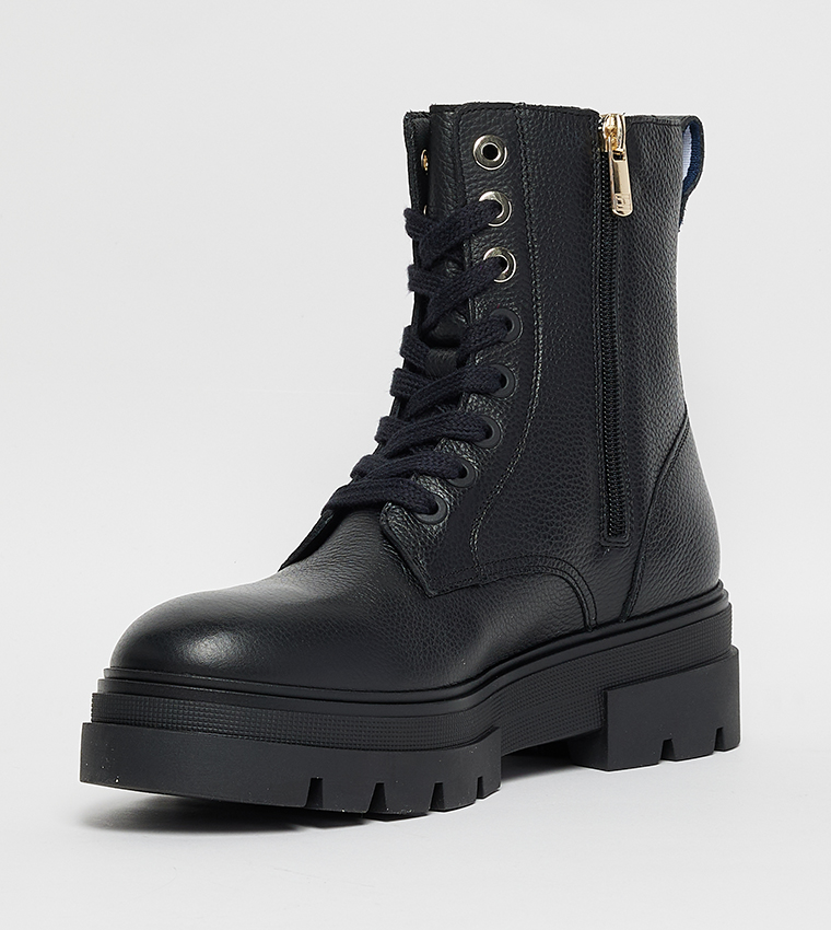Round Toe Lace-Up Ankle Boots