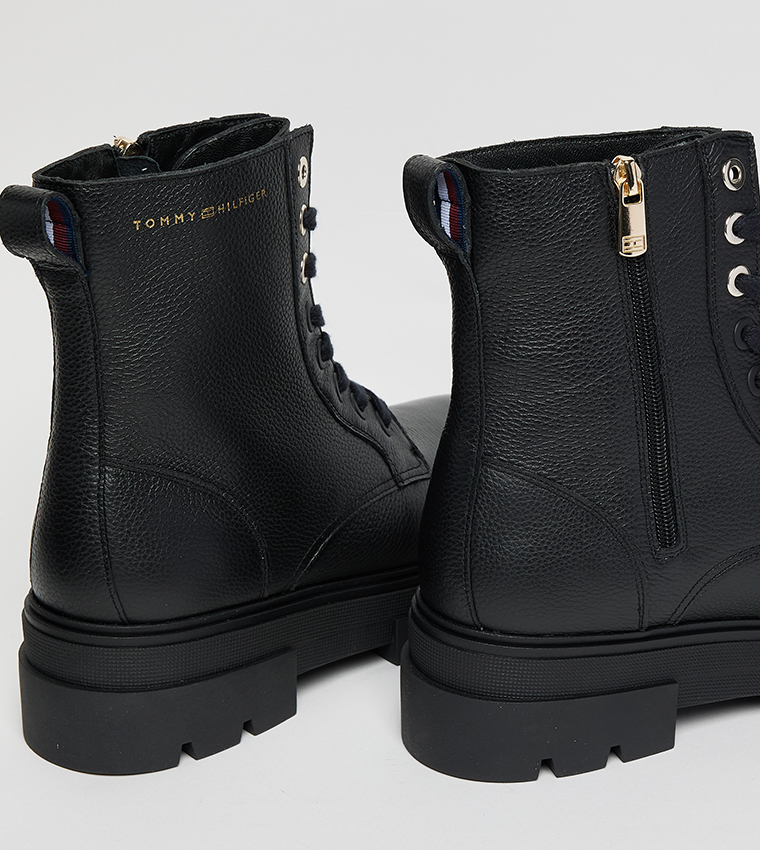 Round Toe Lace-Up Ankle Boots