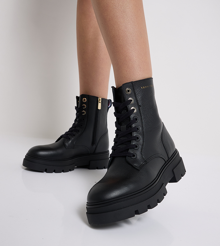 Round Toe Lace-Up Ankle Boots