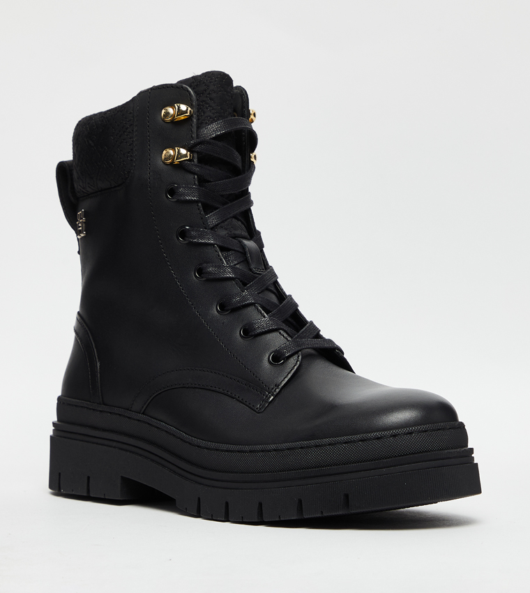 Cleated Lace-Up Ankle Boots