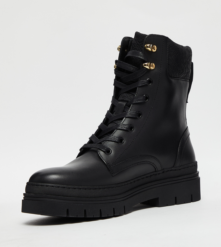 Cleated Lace-Up Ankle Boots