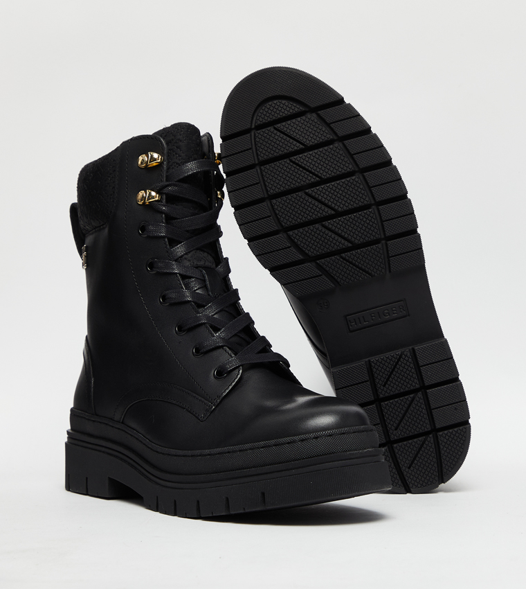Cleated Lace-Up Ankle Boots
