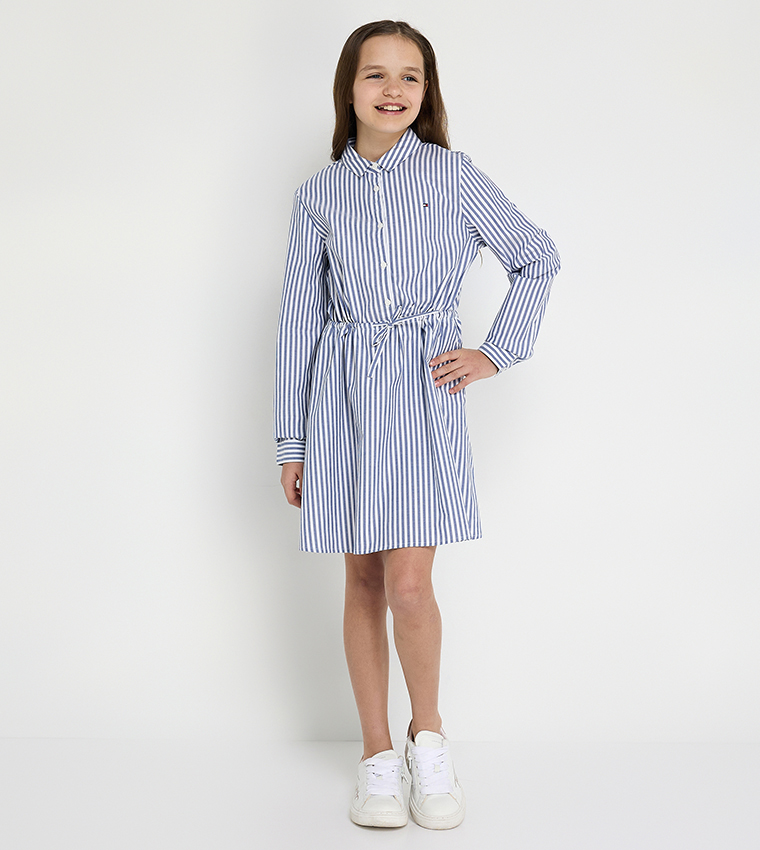 Striped Long Sleeves Mini Dress