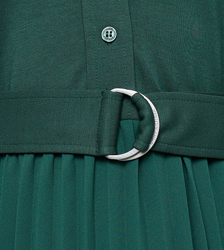 Buy Tommy Hilfiger Pleated Short Sleeves Shirt Dress In Green | 6thstreet  Kuwait