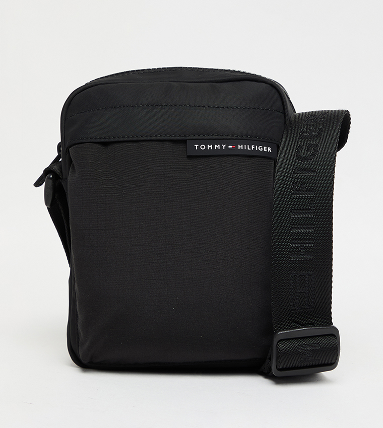 Logo Label Zippered Crossbody Bag