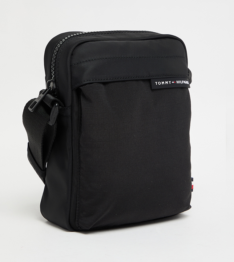 Logo Label Zippered Crossbody Bag