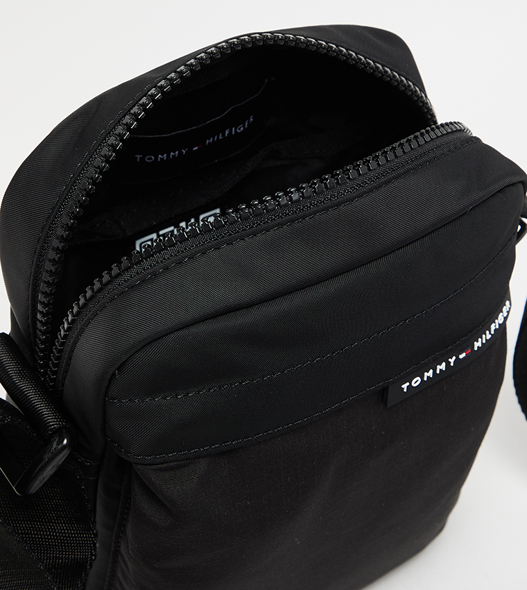 Logo Label Zippered Crossbody Bag