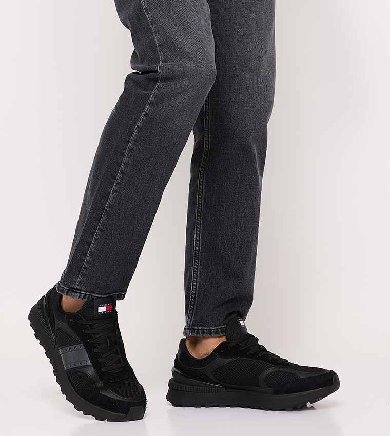 Mesh Detail Lace Up Runner Sneakers