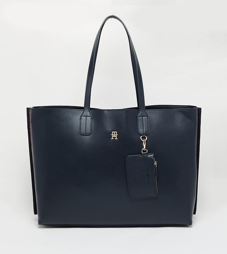 Monogram Detail Zippered Tote Bag