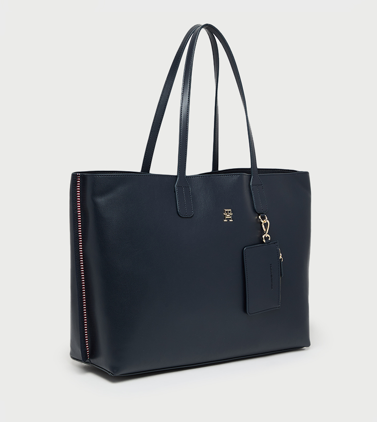 Monogram Detail Zippered Tote Bag