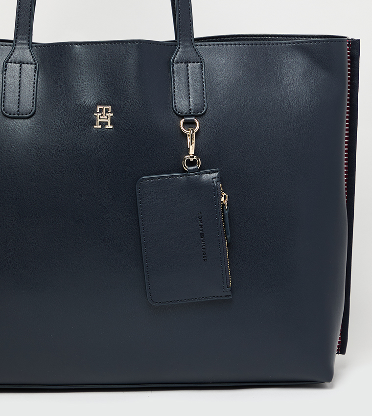 Monogram Detail Zippered Tote Bag