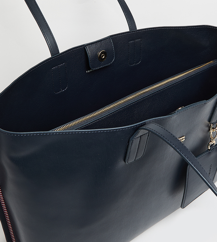 Monogram Detail Zippered Tote Bag