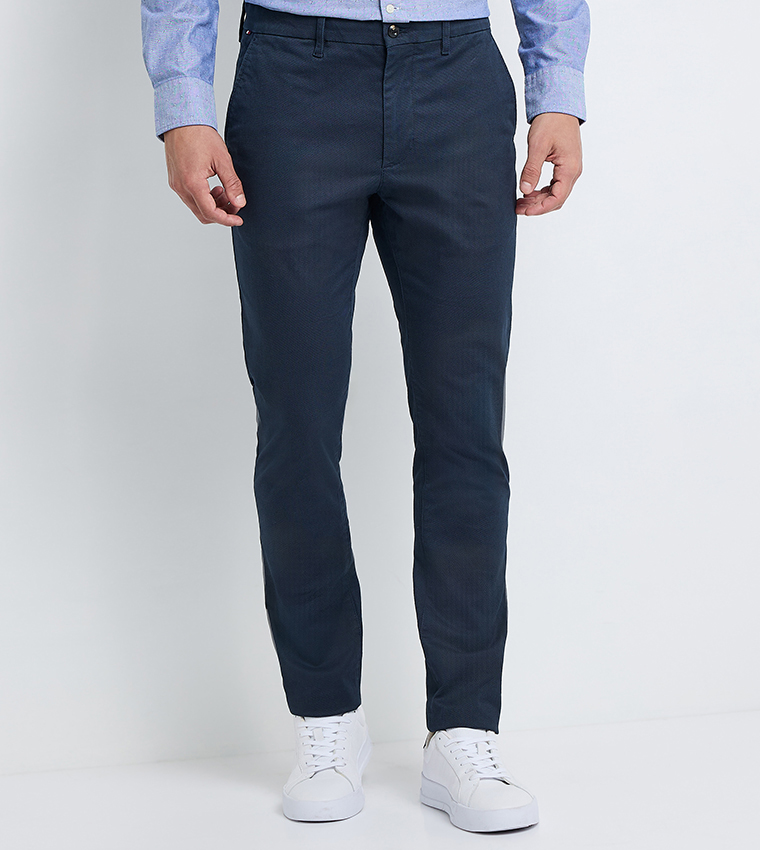Textured Mid Rise Chinos
