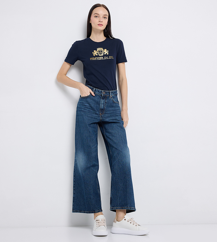 Faded High Waist Wide Leg Jeans