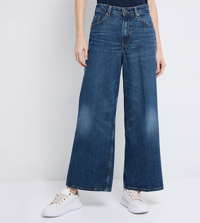 Faded High Waist Wide Leg Jeans