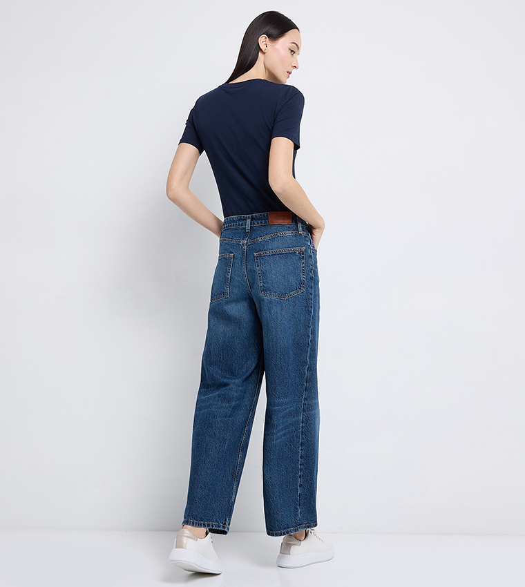 Faded High Waist Wide Leg Jeans