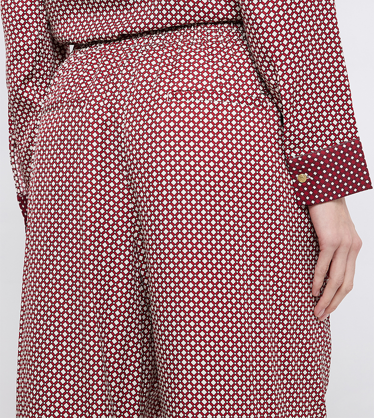 FLUID Viscose Geometric Printed Wide Leg Pants