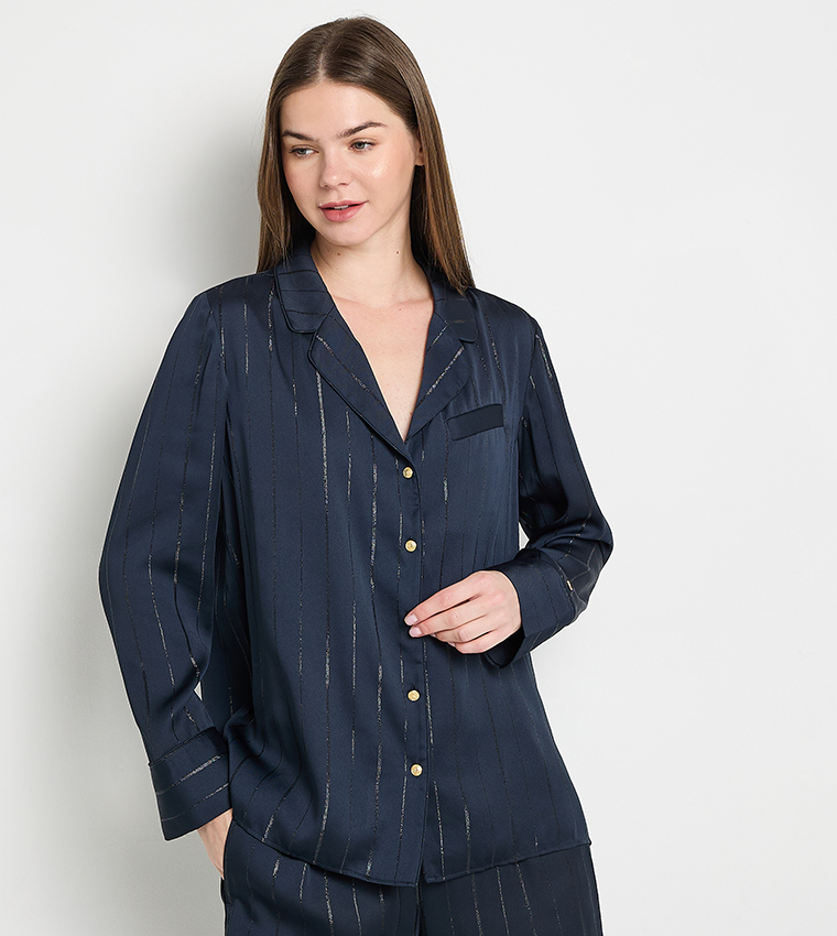 Metallic Striped Long Sleeves Shirt